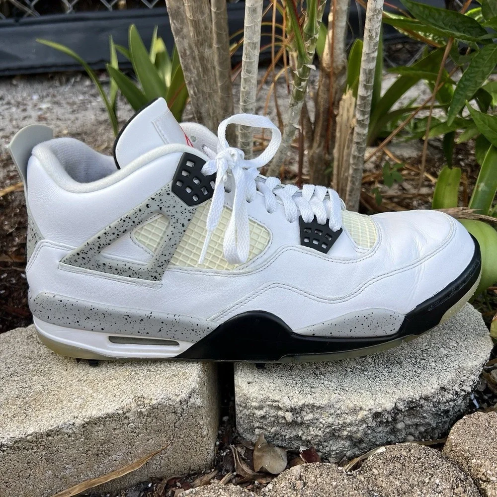 Nike Air Jordan 4 Men's Golf Shoes White Cement, Size 12